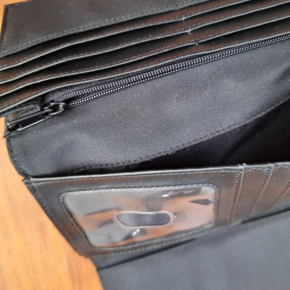 Vintage DKNY Nylon Wallet Checkbook Trifold Minimalist Corpcore 90s Black